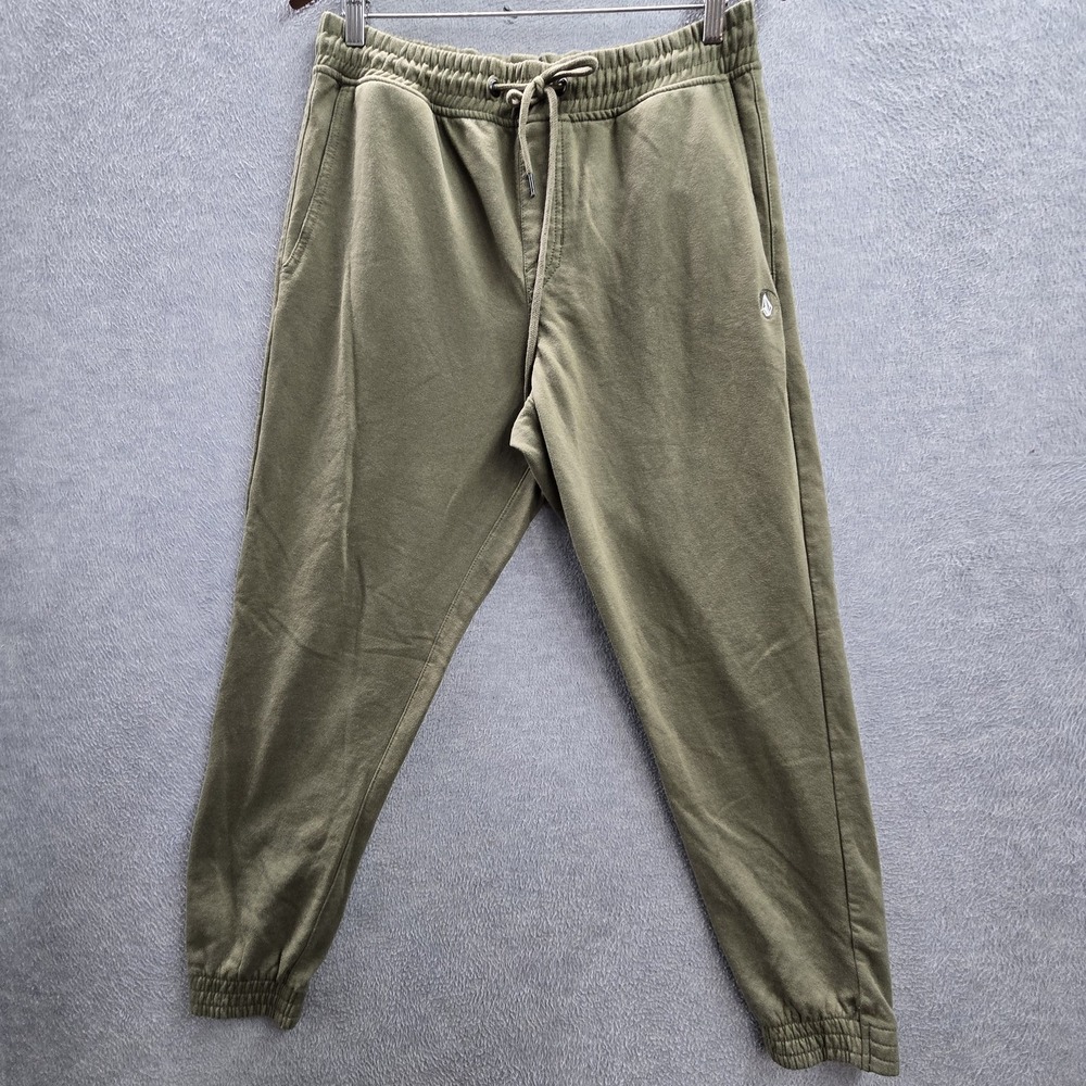 Volcom‎ Men Activewear Pants M Green Jogger Fleece 25" Inseam Logo Sweatpants